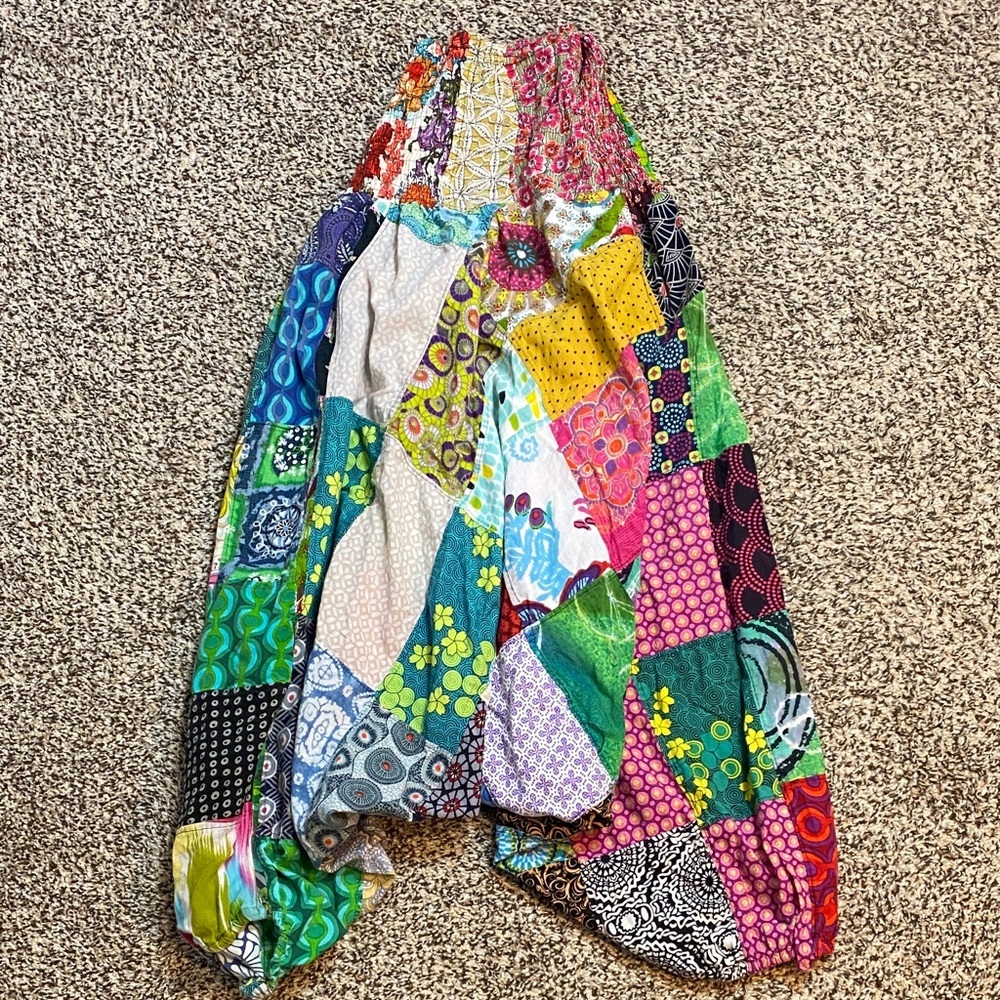 Colorful Patchwork Strapless Harem Bubble Romper - image 3